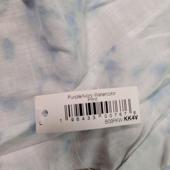 GoodThreads Women Washed Cotton Short-Sleeve Shirt Watercolor Print Size Large - Picture 7 of 15